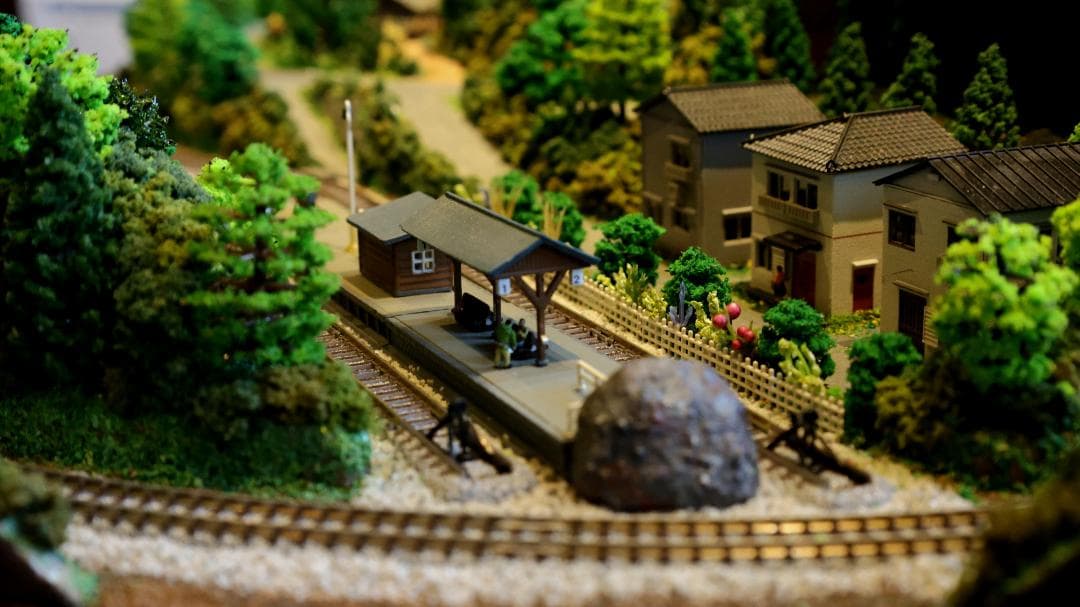 Nゲージ鉄道模型 田園風景 ジオラマ完成品　ポイント難あり