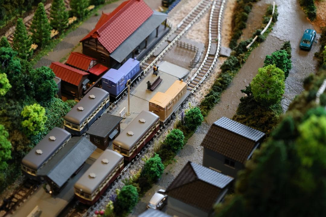 Nゲージ鉄道模型 田園風景 ジオラマ完成品　ポイント難あり