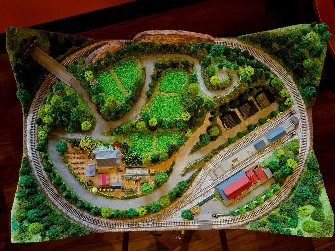 Nゲージ鉄道模型 田園風景 ジオラマ完成品　ポイント難あり