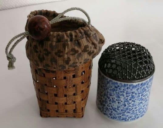 (専用)古伊万里　みじん唐草猪口　銀ホヤ付