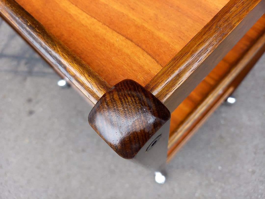 1970's　北欧モダン　ウッド　無垢材　フレーム　メタル　キャスター　ワゴン