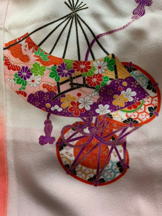 七五三　七歳　女の子　正絹　作り帯セット　帯揚げヘアアクセサリーつき