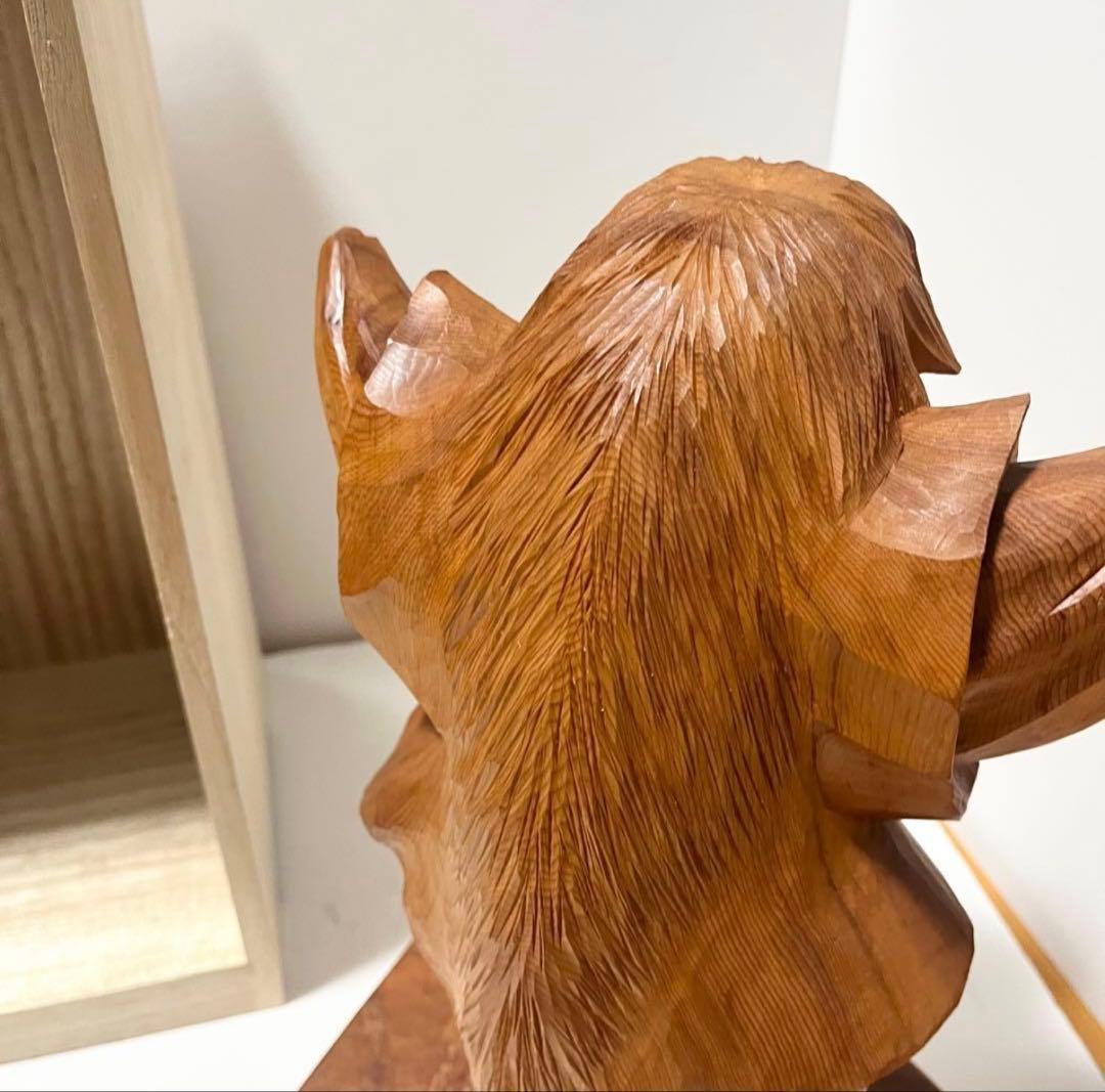 一位一刀彫 飛騨高山 東勝廣作「石橋」木彫り 能面 伝統工芸品 希少 レア