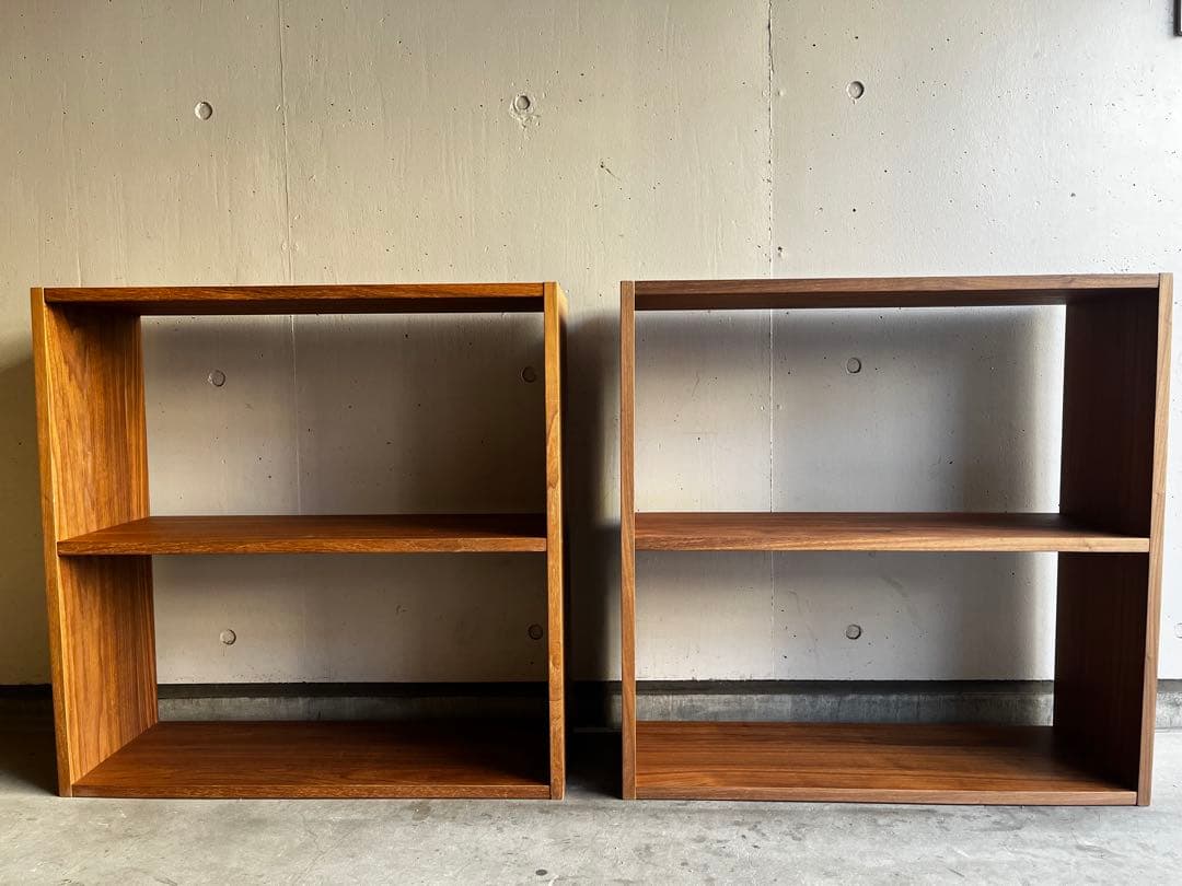 美品★無印 スタッキングシェルフ・ワイド・２段・ウォールナット材 ２個セット