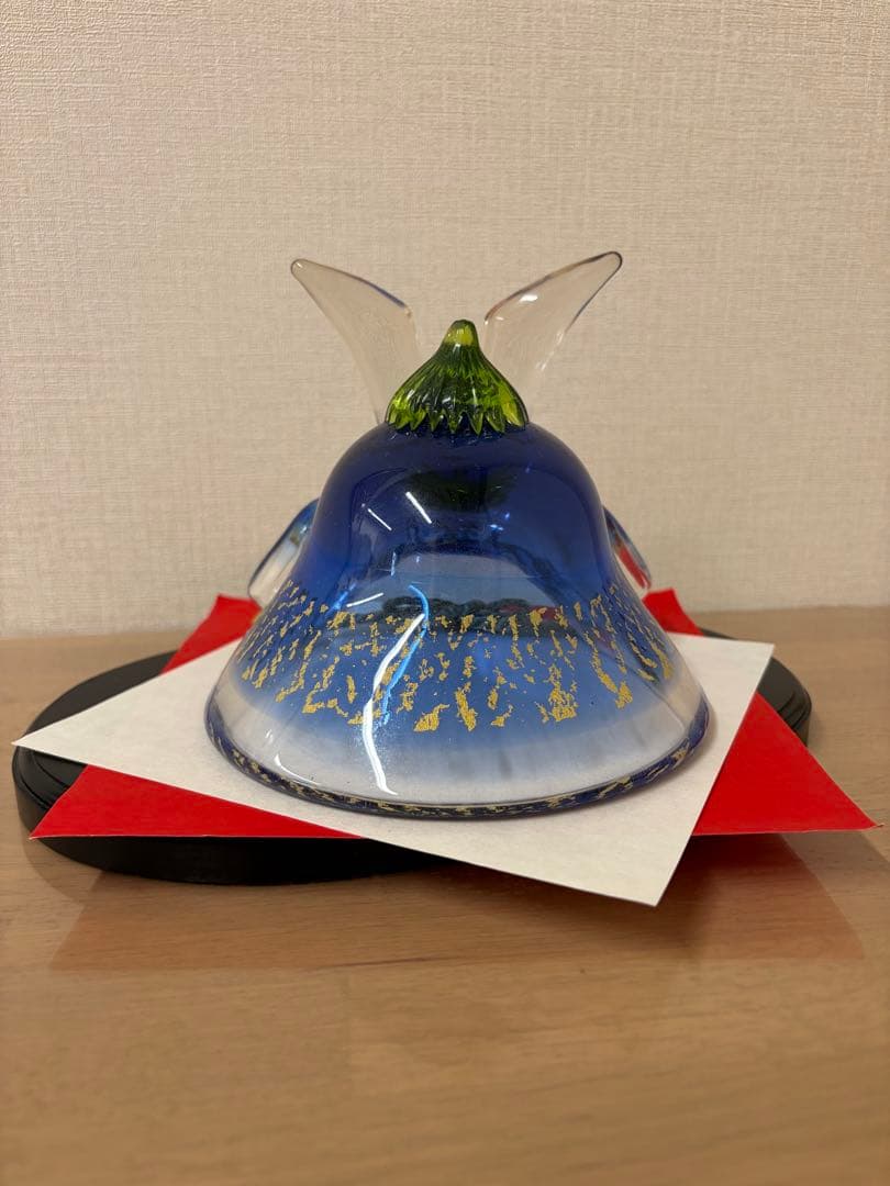 義山　ガラス　兜　金箔　新品未使用　完品
