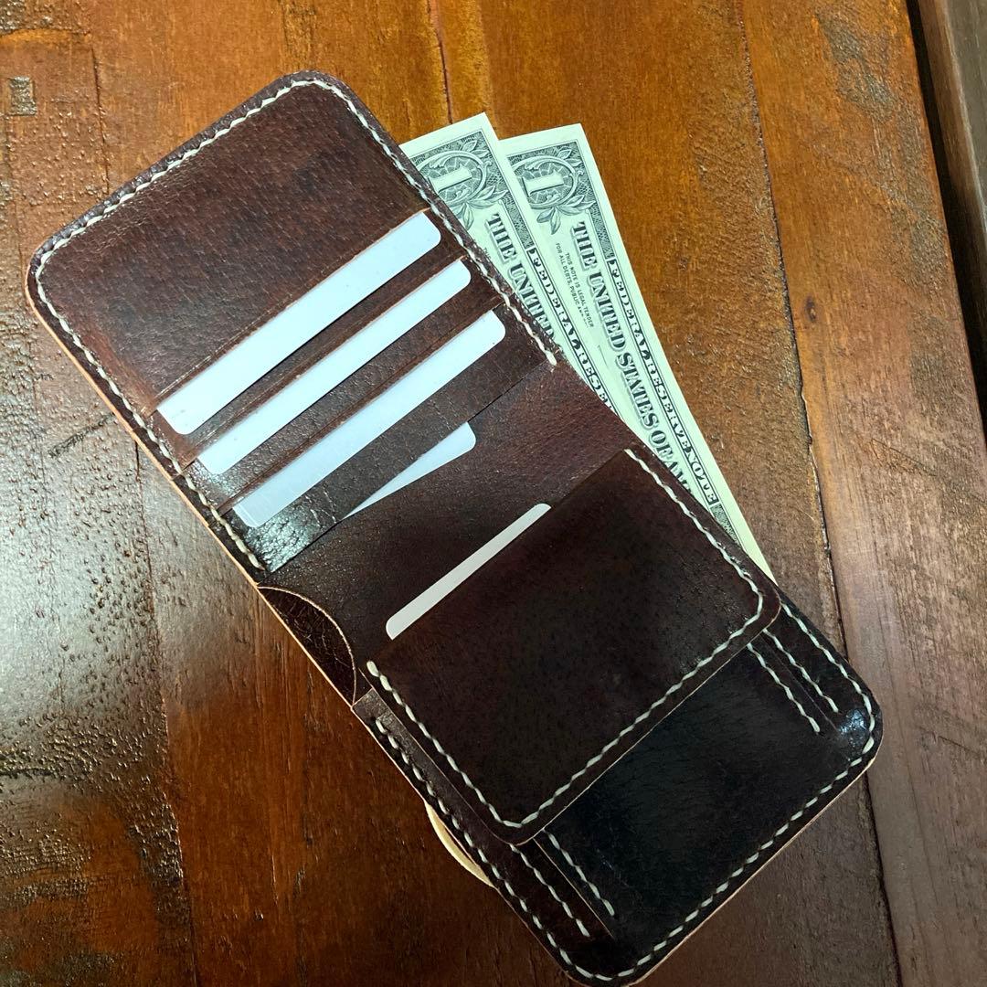 本革　財布　オールレザー　手縫い　ハンドメイド　レザークラフト