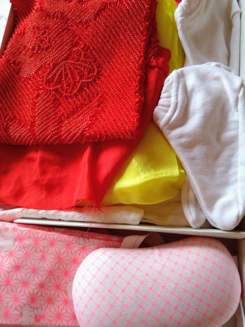 七五三オレンジの華やかな花柄着物 帯・帯締め・バック・草履・その他フルセット