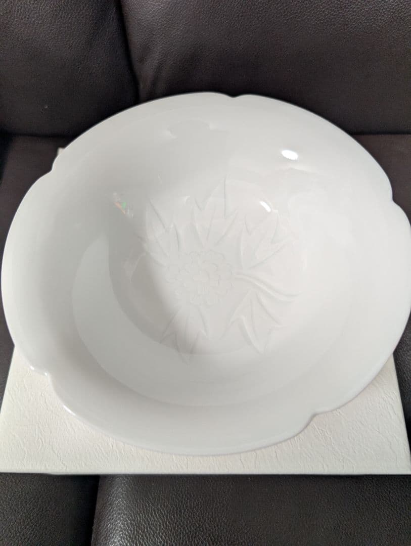 【希少新品】人間国宝 井上萬二 白磁彫文 菓子鉢
