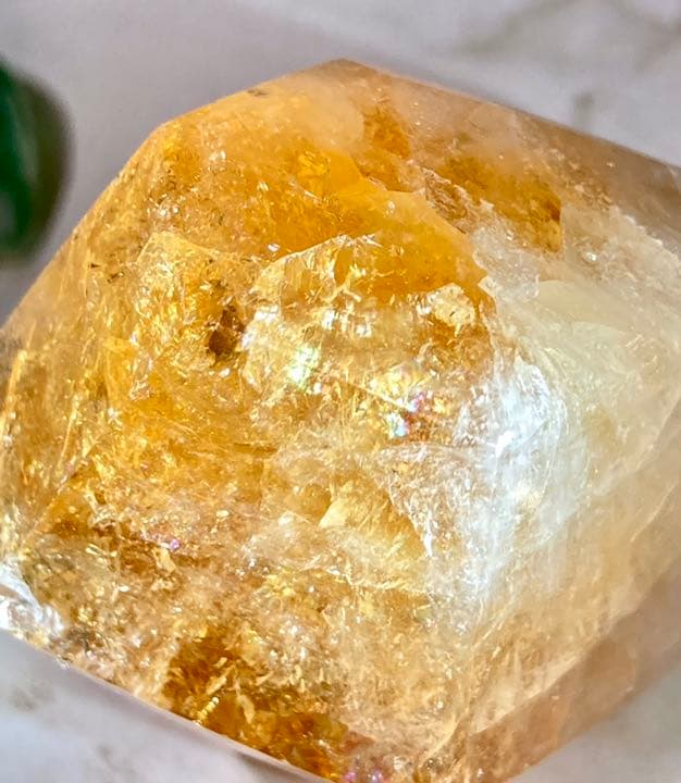 【恋愛・虹入り】万華鏡　シトリンクォーツ　磨き　ポイント
