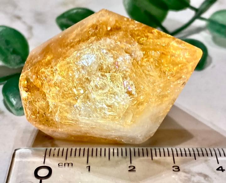 【恋愛・虹入り】万華鏡　シトリンクォーツ　磨き　ポイント