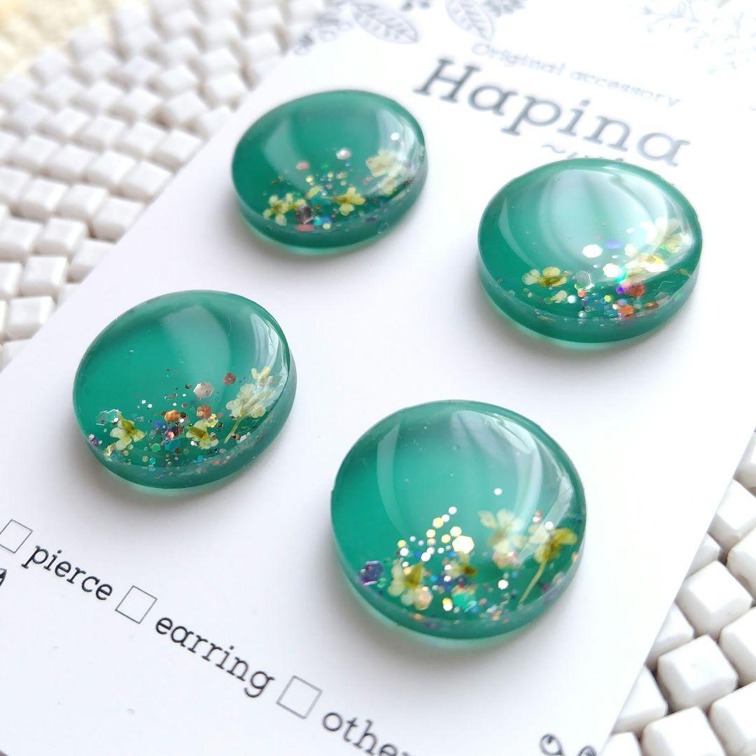 レースフラワー グリーン カボション