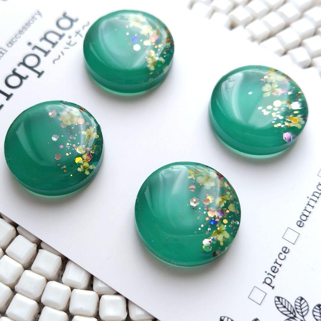 レースフラワー グリーン カボション