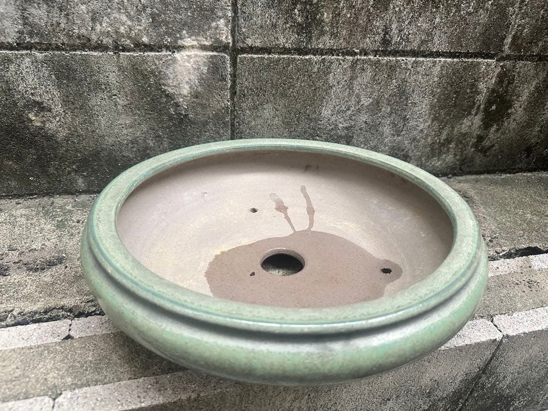 中古　大品盆栽鉢　印あり　円