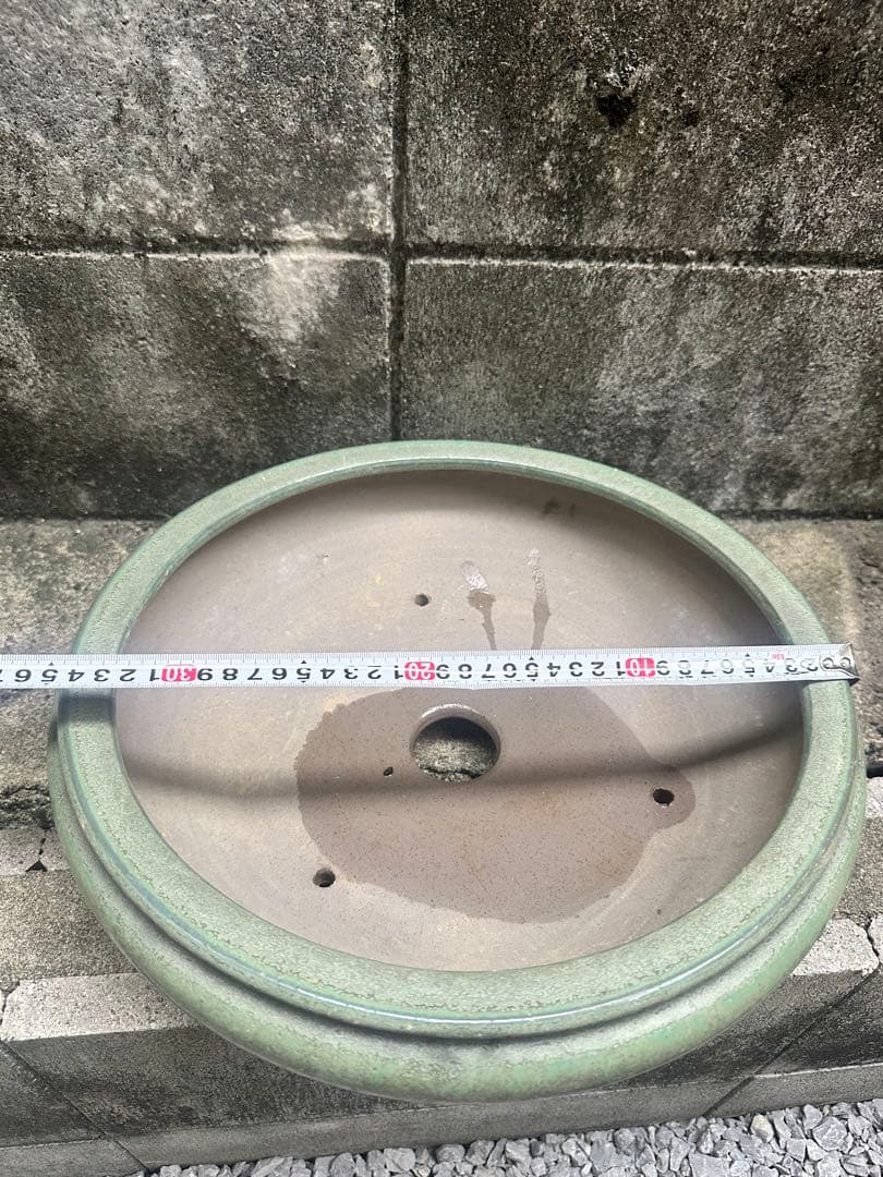 中古　大品盆栽鉢　印あり　円