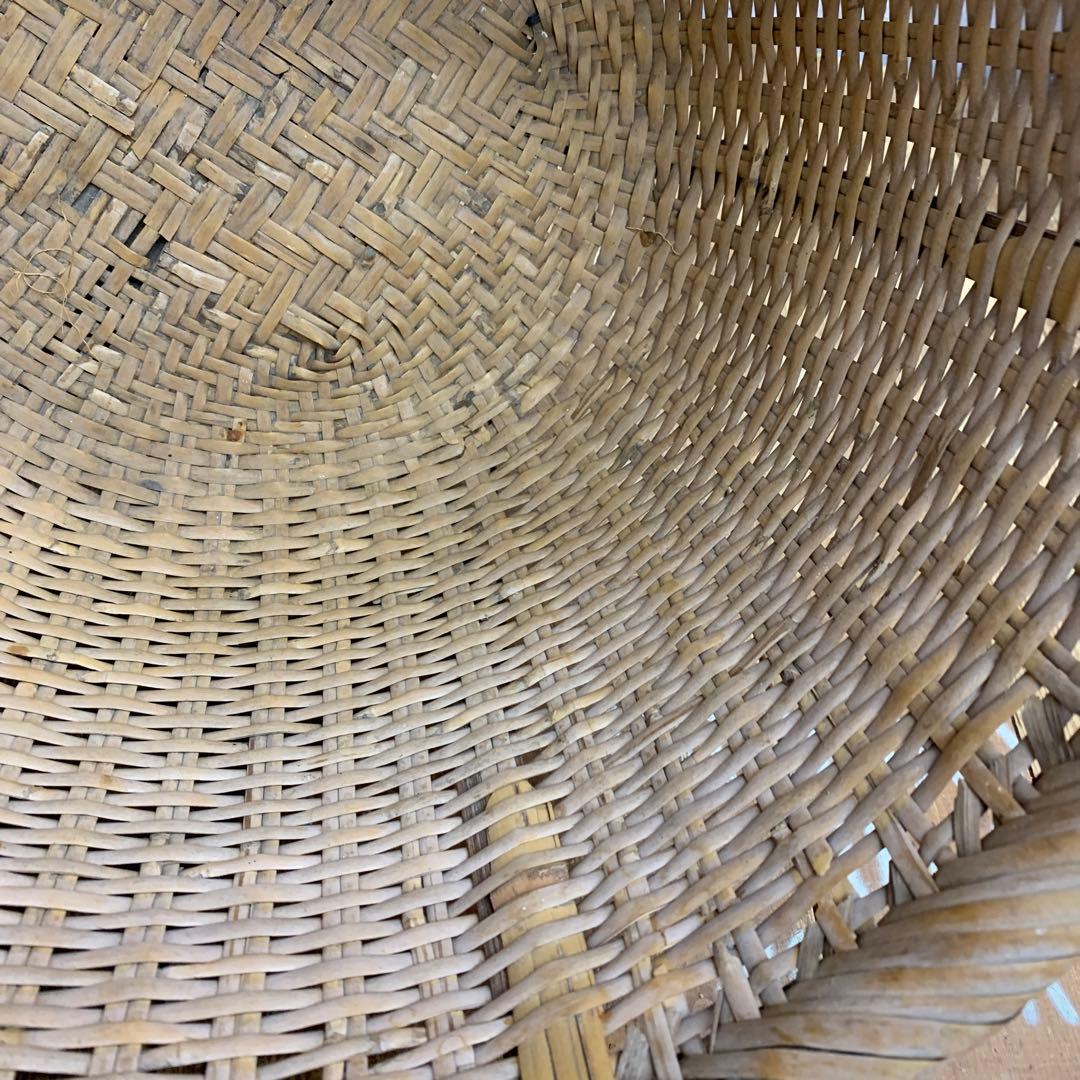 B-3 【大型】竹籠 収穫カゴ 網代編み 昭和レトロ 古道具 ヴィンテージ 竹細