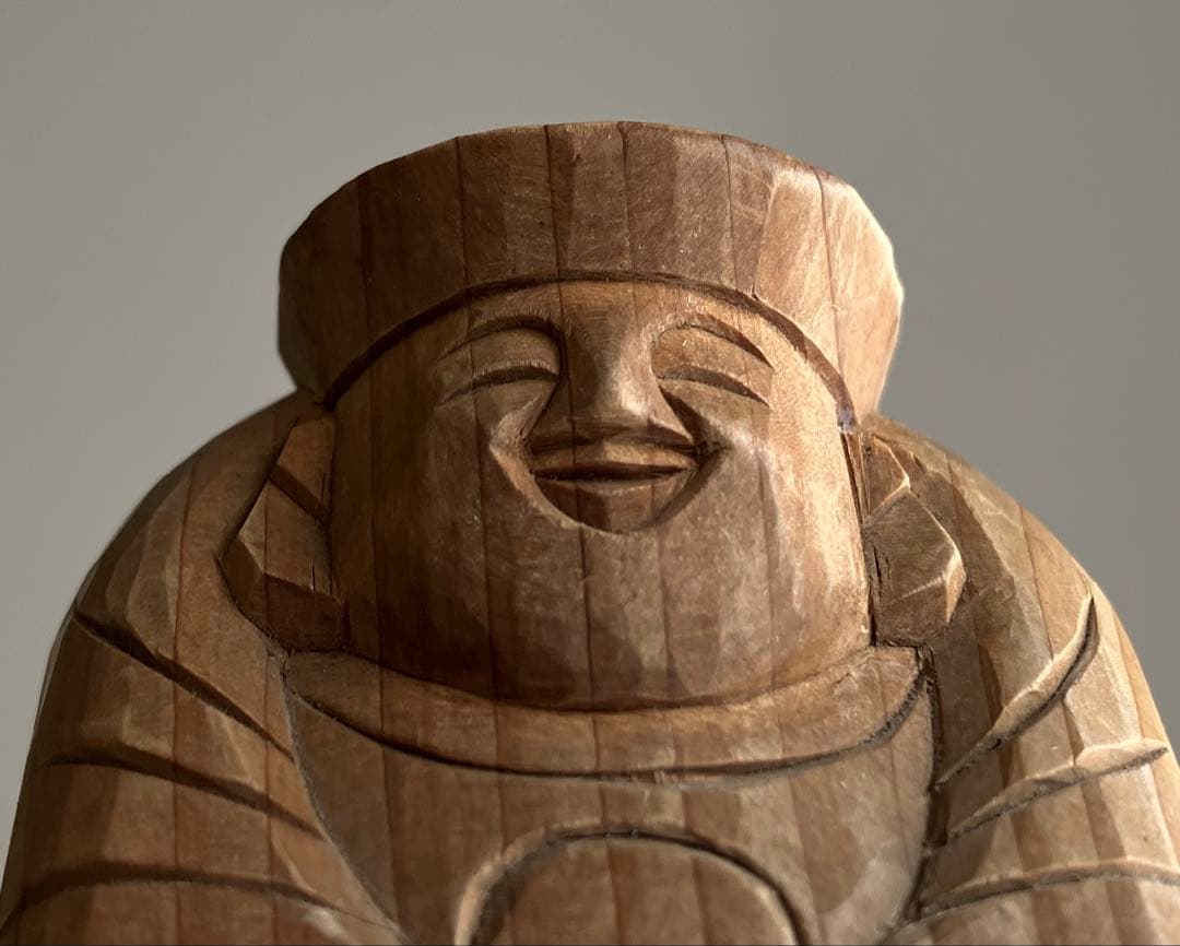 【重ね福 出雲系 恵比寿 大黒天 木彫 約6.5 ㎝ 厨子付き】昭和レトロ民藝