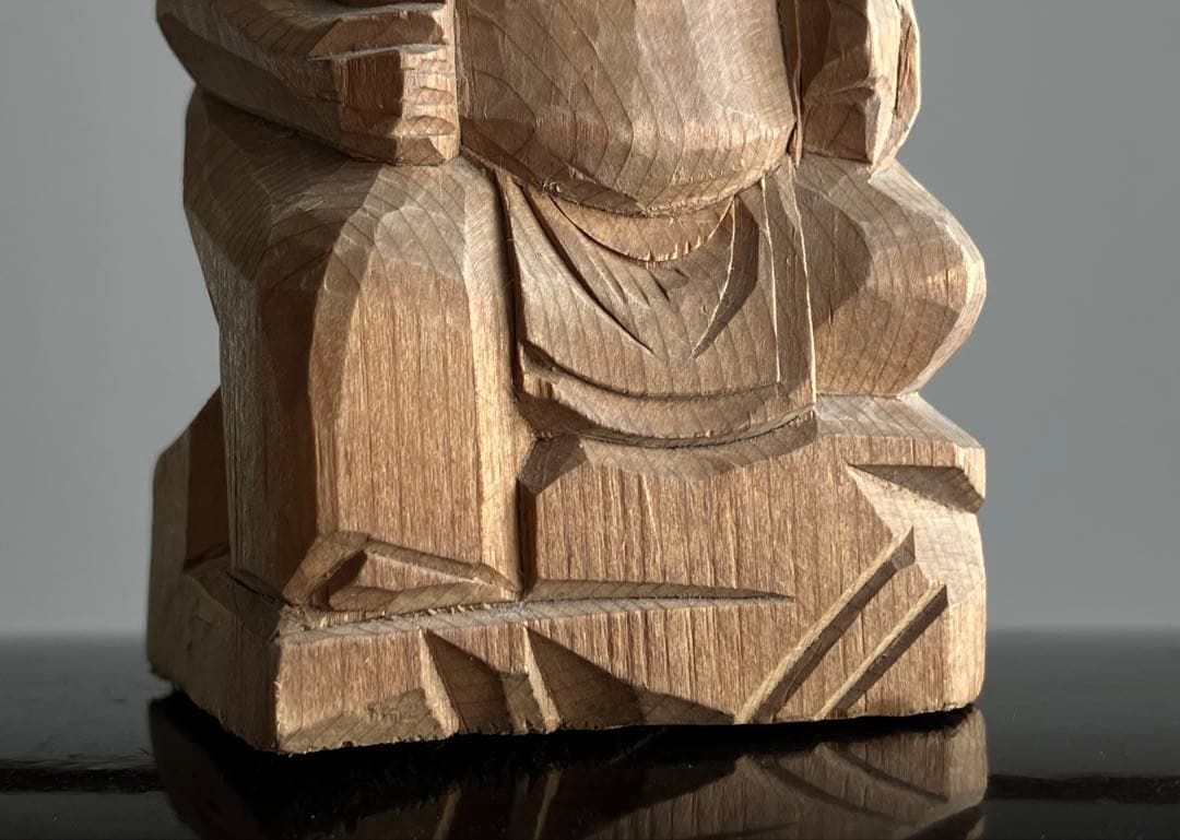 【重ね福 出雲系 恵比寿 大黒天 木彫 約6.5 ㎝ 厨子付き】昭和レトロ民藝