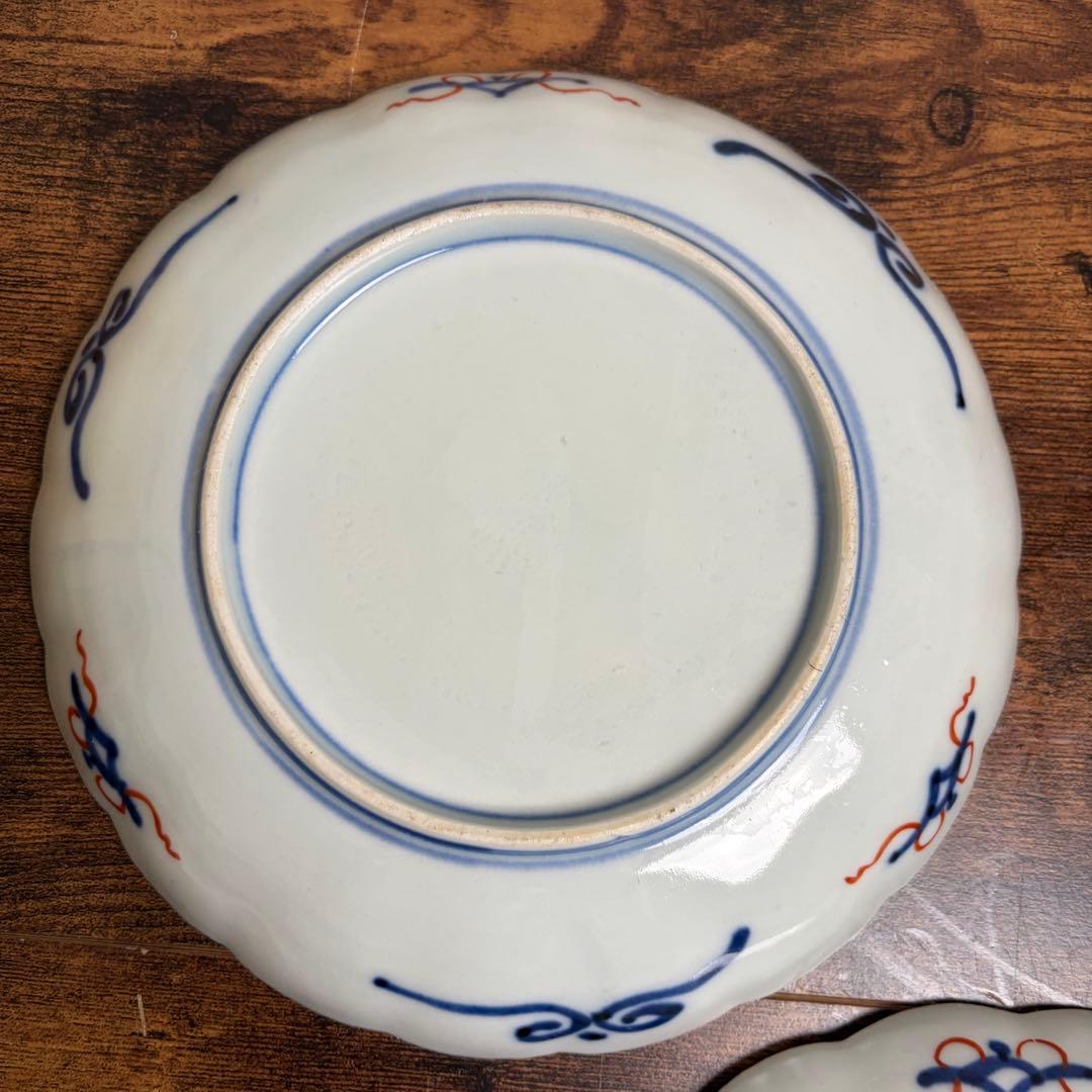 古伊万里 兜図七寸皿 二客 大皿/お皿/中皿/アンティーク