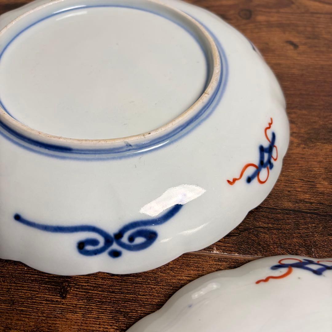 古伊万里 兜図七寸皿 二客 大皿/お皿/中皿/アンティーク