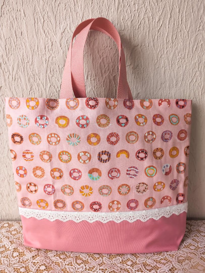 ドーナツ＆ピンク、入学入園6点セット、女の子、レッスンバック☆上履き袋☆体操着袋