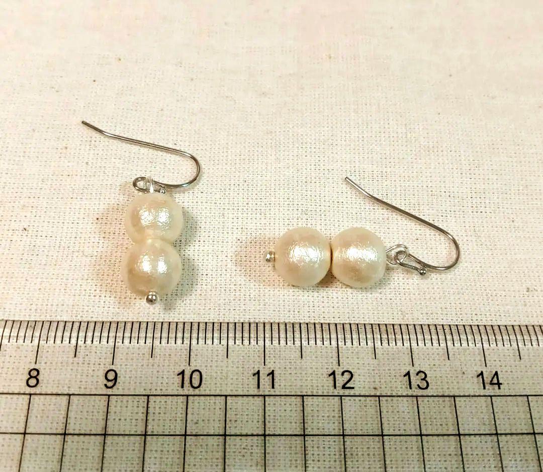 845 キスカカラー 和服にも✨ 上質 コットンパールピアス イヤリングでも