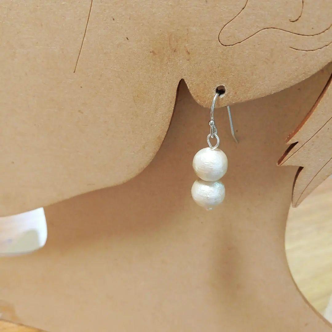 845 キスカカラー 和服にも✨ 上質 コットンパールピアス イヤリングでも