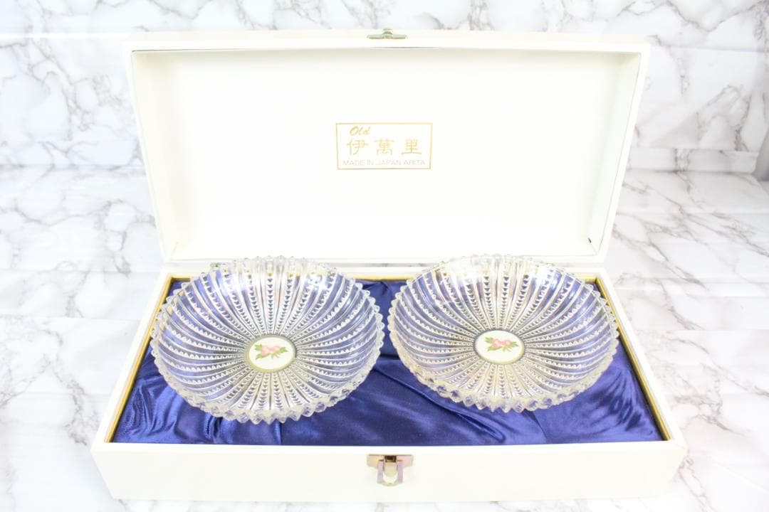 ♡伊萬里 林九郎 コンポート皿 デザート皿 脚付皿 ガラス製×有田焼 2客