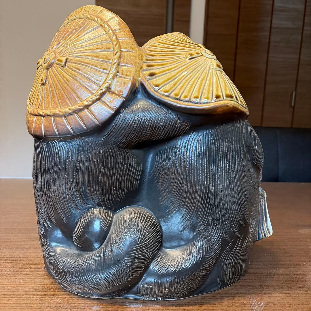 【縁起物】信楽焼 仲良しタヌキ ファミリー 狸の置物 陶器 開運 夫婦