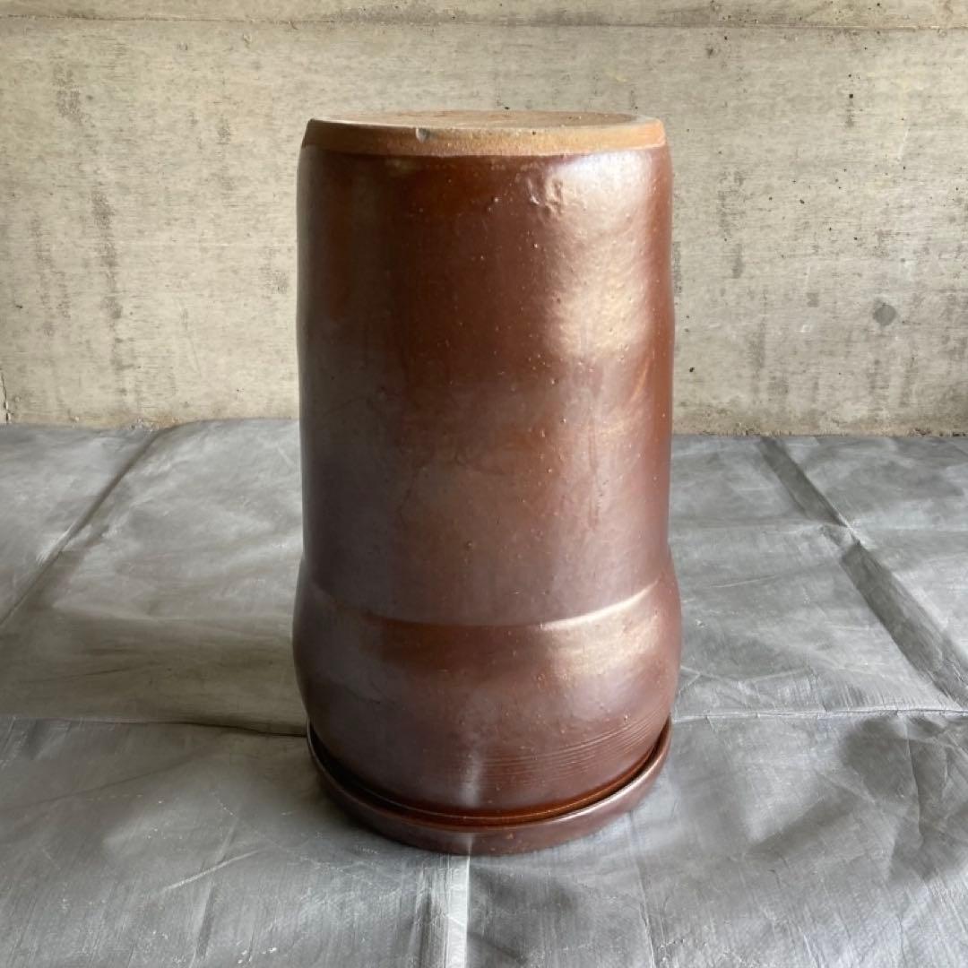 甕 壺 水瓶 花器 花瓶 傘立て 置物 和風 茶色 大型 縦長 陶器 レトロ