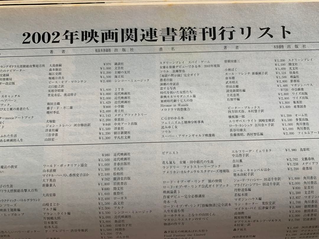 キネマ旬報2002年下旬決算特別号