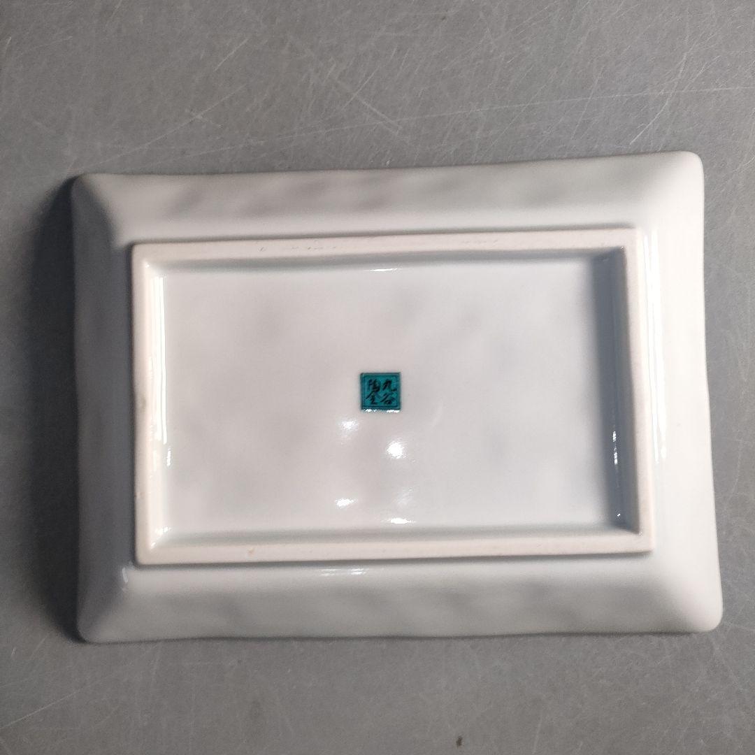A1296-5/九谷焼/陶全 造/色絵花草文絵替皿揃5客/共箱/角皿/懐石道具/