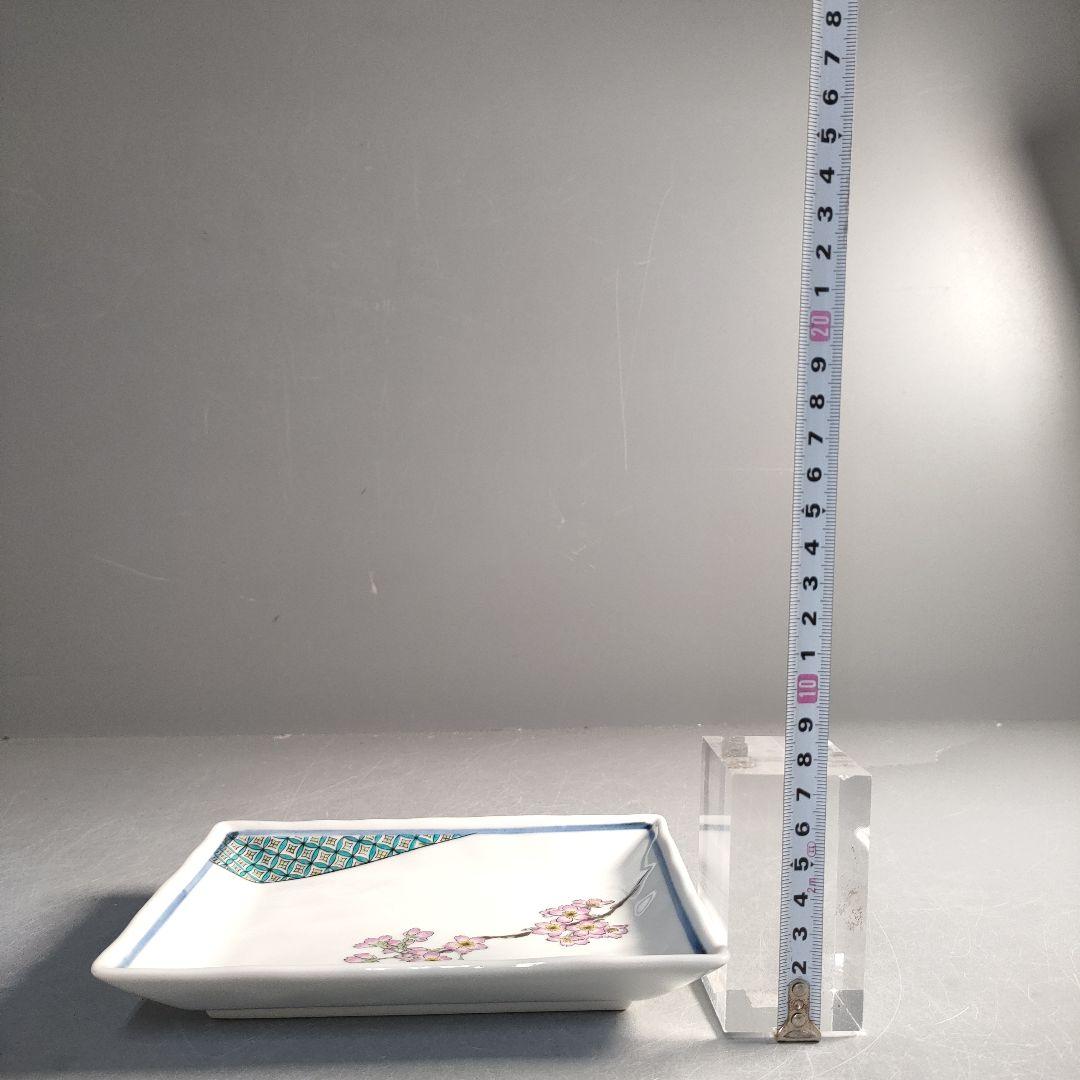 A1296-5/九谷焼/陶全 造/色絵花草文絵替皿揃5客/共箱/角皿/懐石道具/