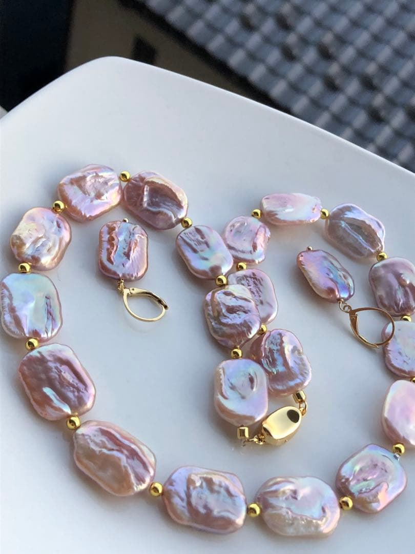 淡水バロックパールネックレスピアスセット