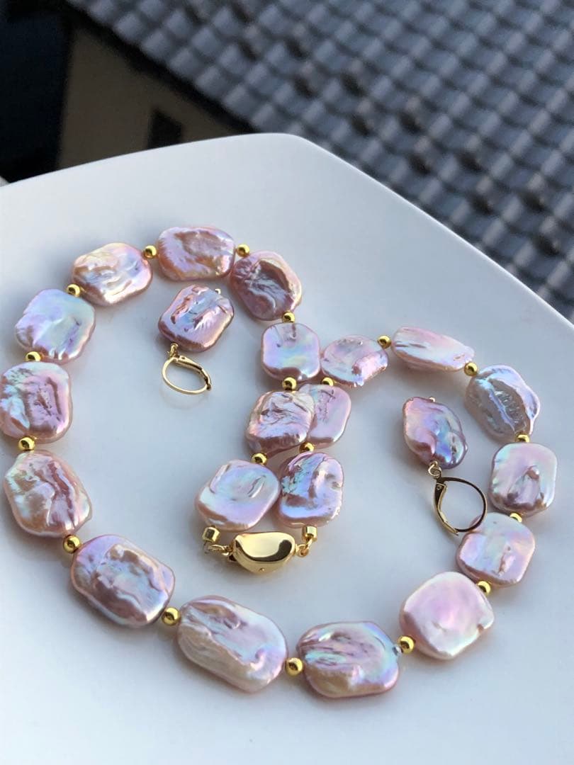 淡水バロックパールネックレスピアスセット