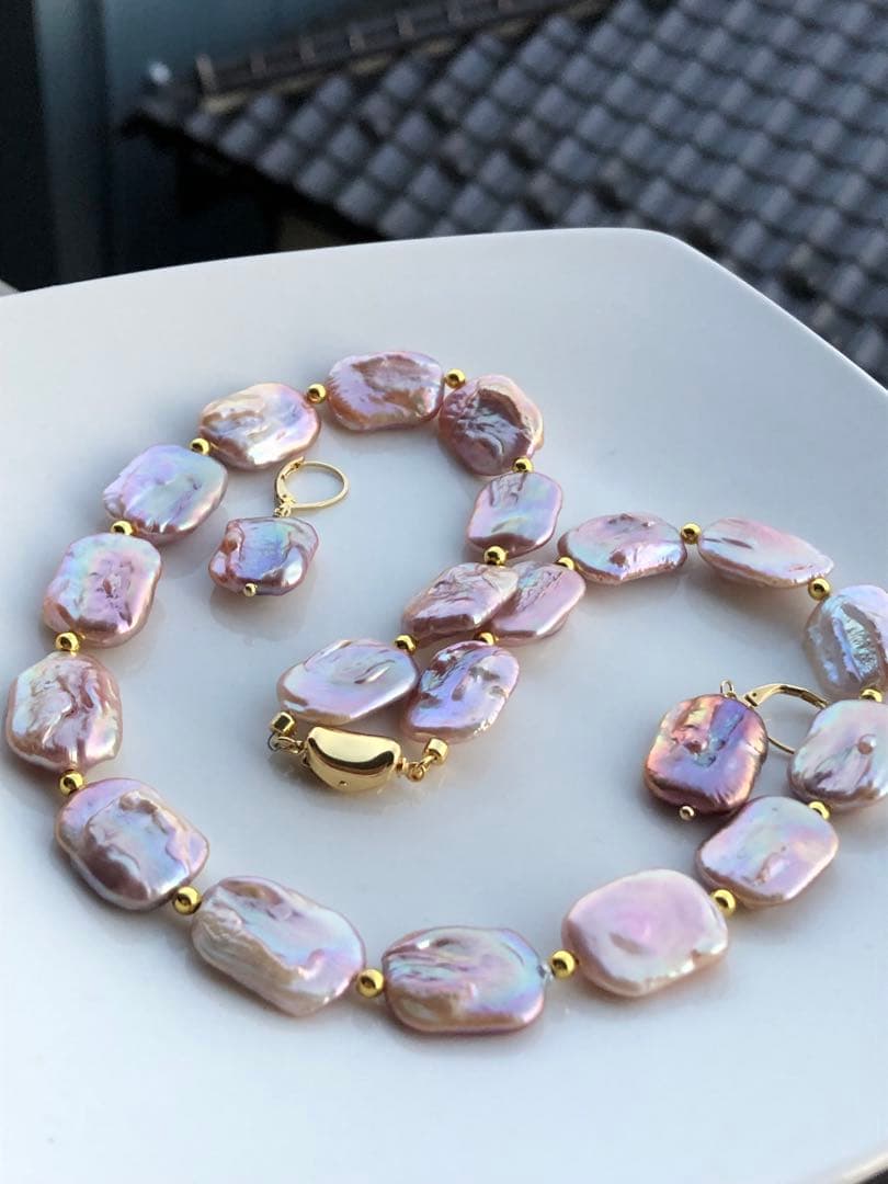 淡水バロックパールネックレスピアスセット