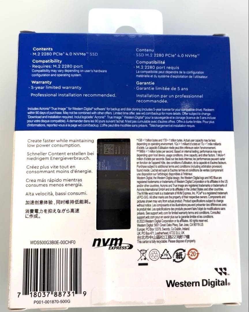 ★新品★　WD Blue SN580 500GB WDS500G3B0E