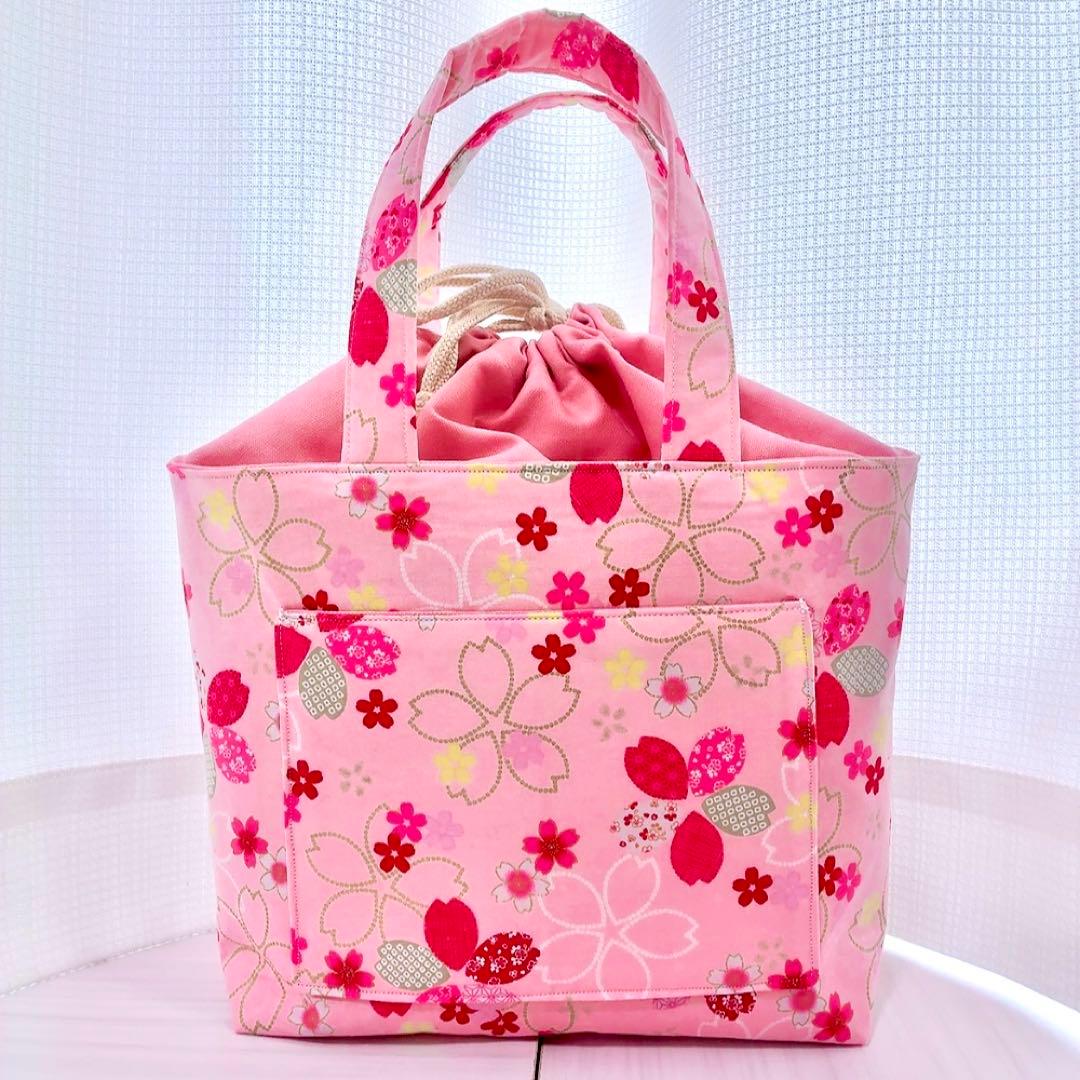 ★JJ④★ ハンドメイドトートバッグ ハンドメイドマスク 和柄 桜 H93