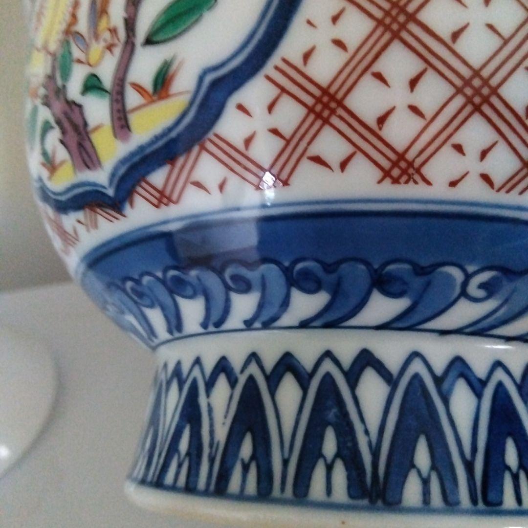 果物と山の風景の陶器ボウル　直径約16高さ10cmくらい