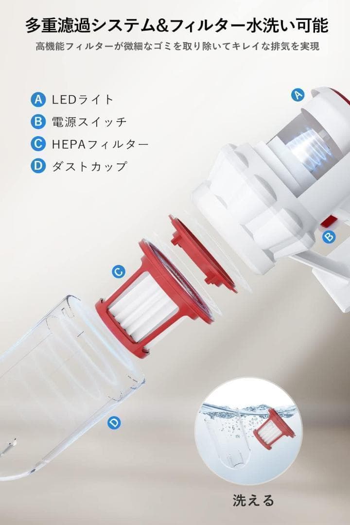⭐️大特価⭐️掃除機 コードレス 23000pa強力吸引　4種類ノズル 伸縮型