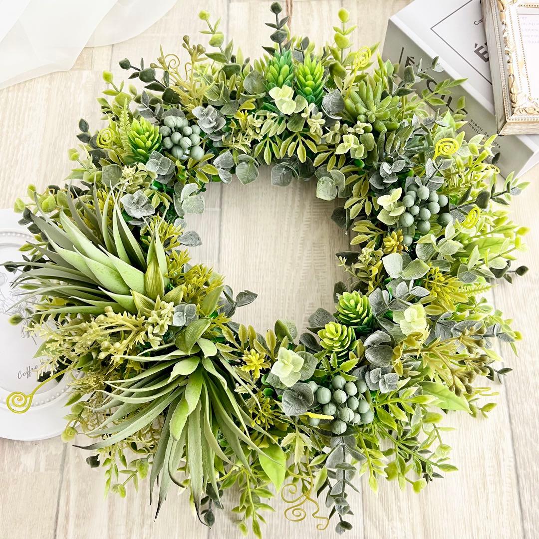 ボタニカルリース アジアン雑貨 ハワイアン インテリア 多肉植物 リース 295