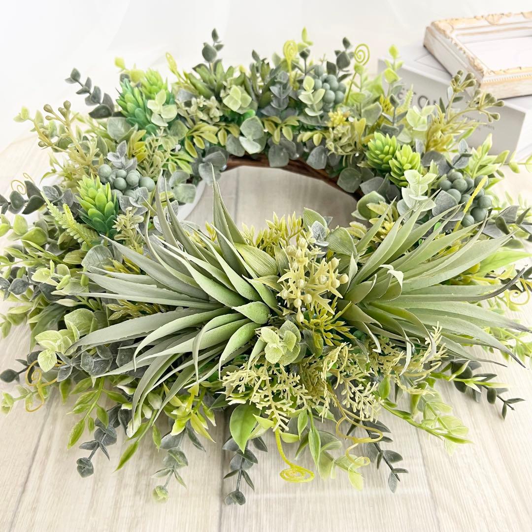 ボタニカルリース アジアン雑貨 ハワイアン インテリア 多肉植物 リース 295