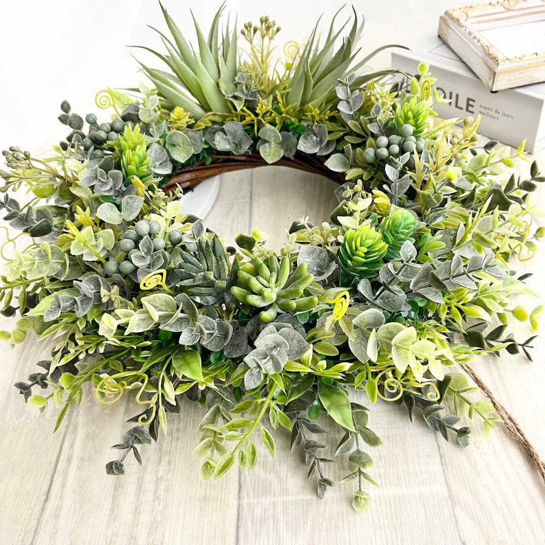 ボタニカルリース アジアン雑貨 ハワイアン インテリア 多肉植物 リース 295