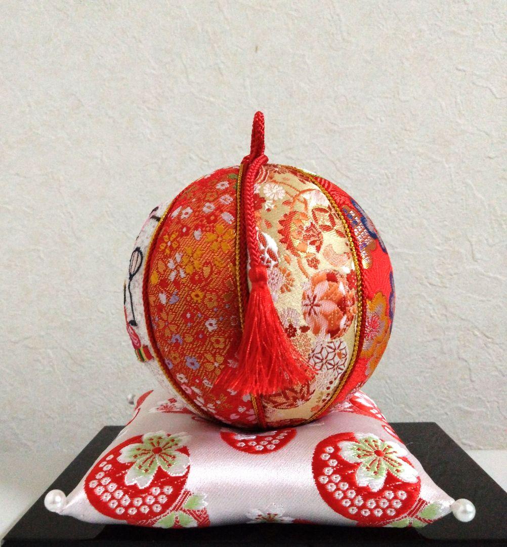 手毬 手鞠 てまり 刺繍お雛様 房飾り付き座布団付き No.40