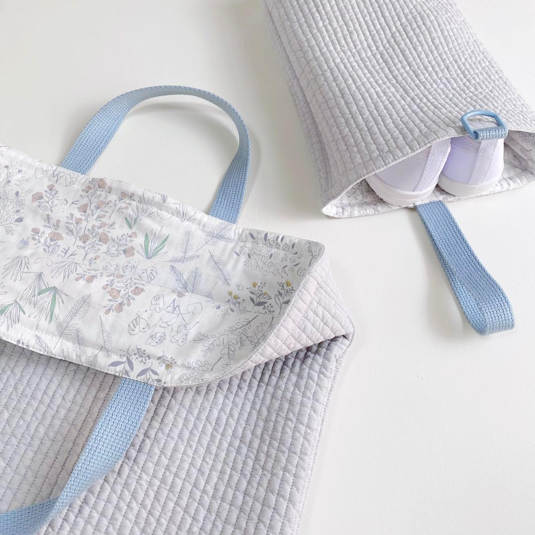 ヌビ　入園入学4点セット　レッスンバッグ　上靴入れ　コップ袋　体操服入れ　グレー