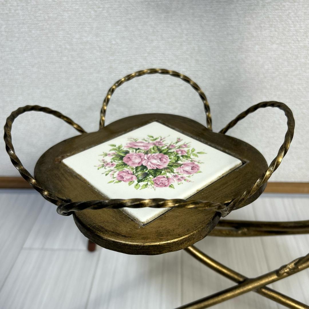 フラワースタンド　レトロ　プランタースタンド　アイアン　花台　アンティーク
