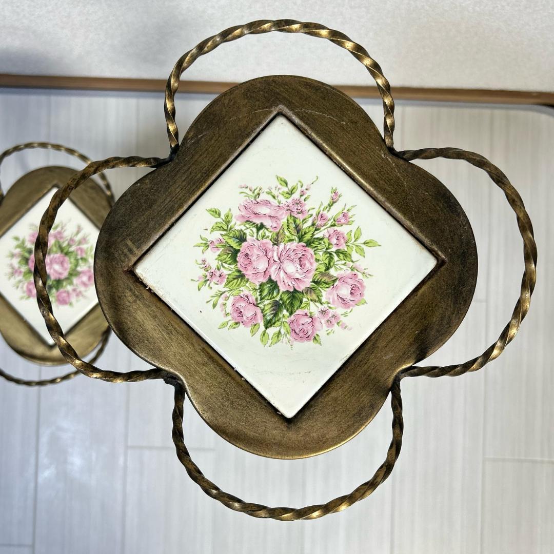 フラワースタンド　レトロ　プランタースタンド　アイアン　花台　アンティーク