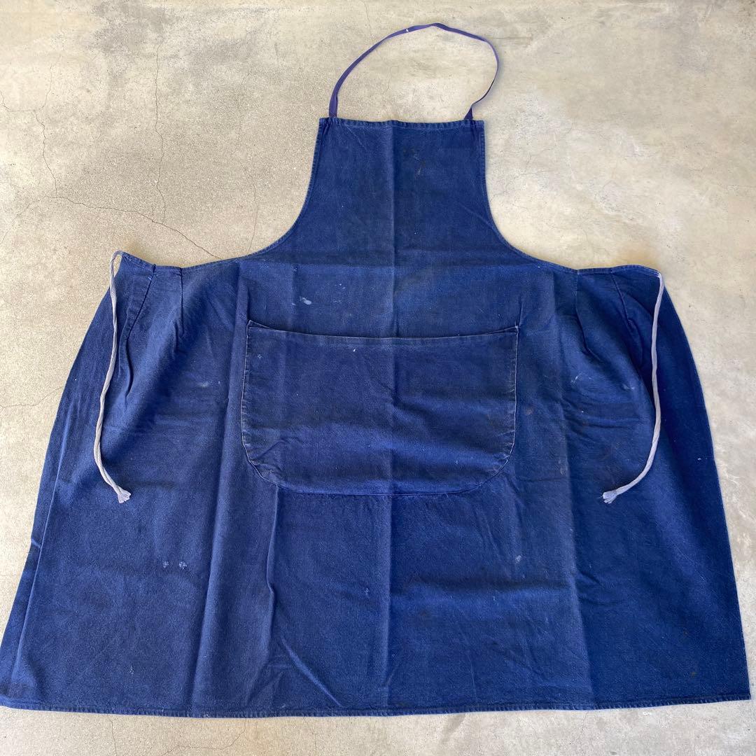 40s France vintage apron インディゴ染め
