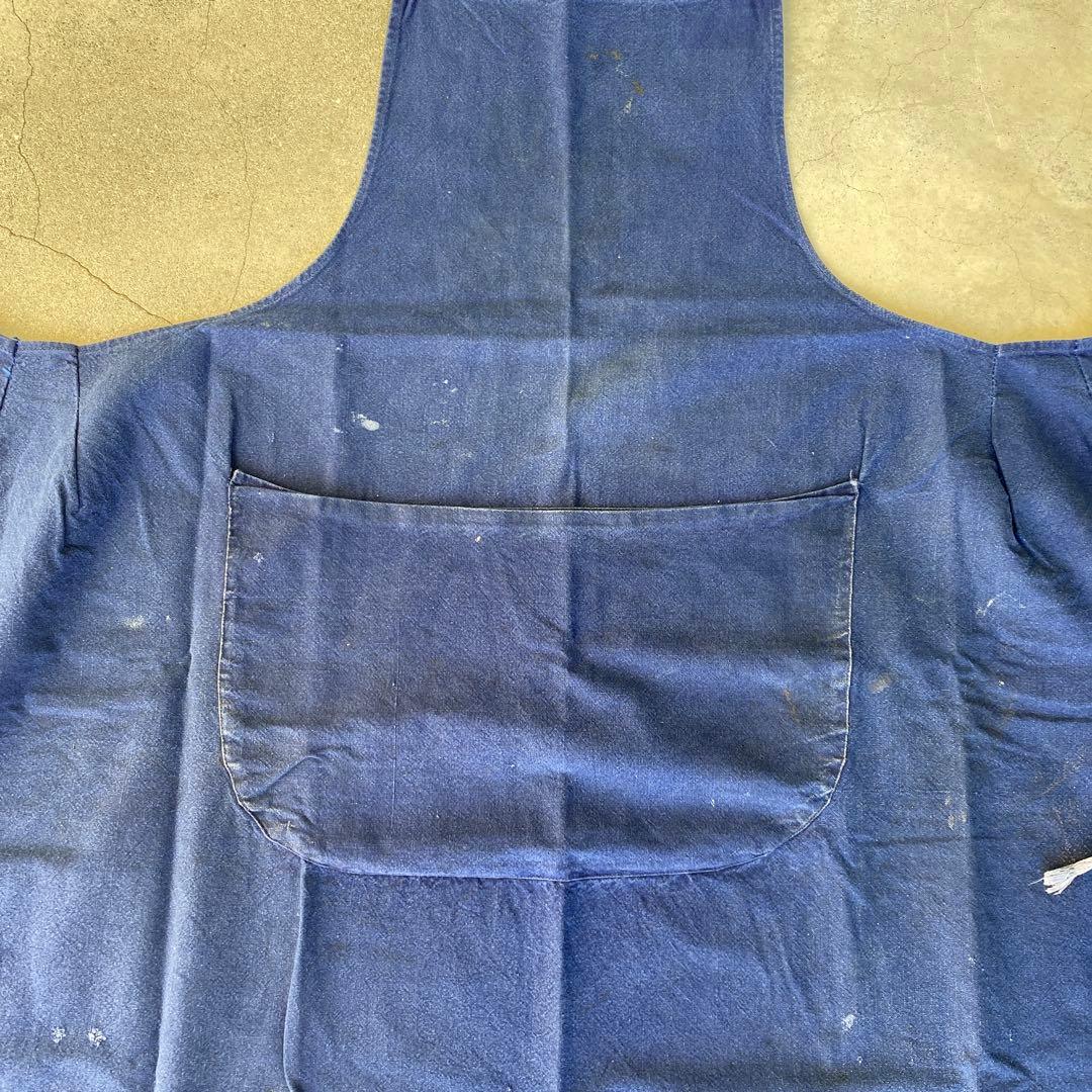 40s France vintage apron インディゴ染め