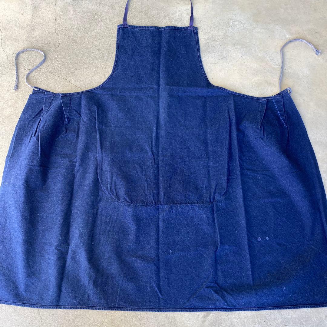 40s France vintage apron インディゴ染め