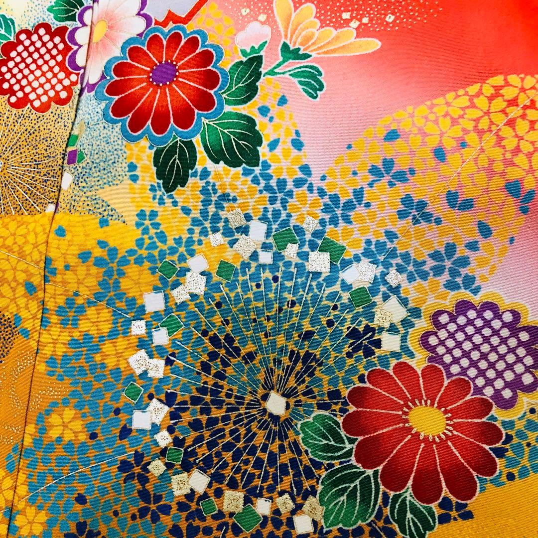 七五三豪華正絹7歳フルセット‼️人気赤地暈し⭐︎舞花金彩煌びやか逸品